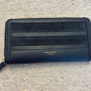 Radley London Navy Suede & Leather Wallet with Gold Accents